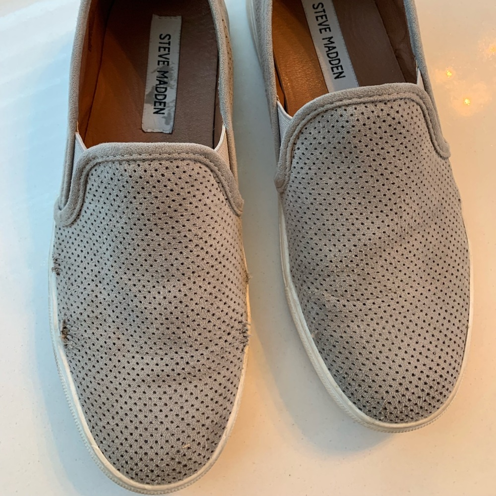 Steve Madden grey slip on sneakers